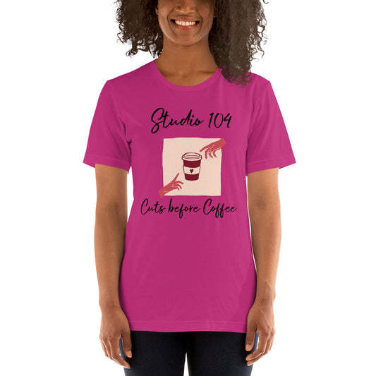 Studio 104 "Cuts before coffee". Short-Sleeve Unisex T-Shirt
